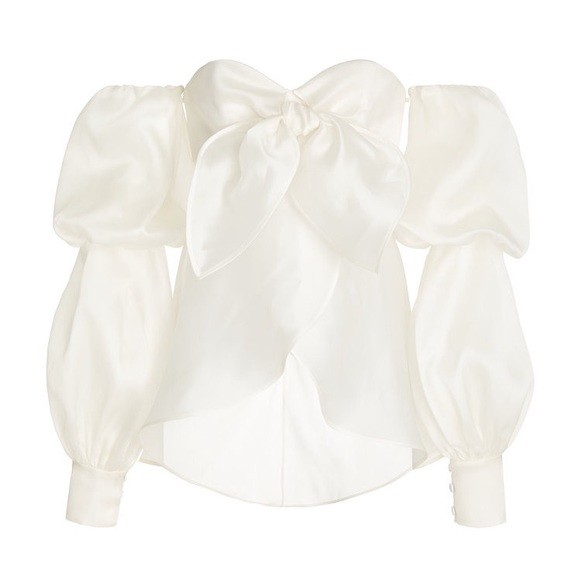 Andres Otalora Serrania Puffed-Sleeve Off-The-Shoulder Silk Top - Picture 8 of 9